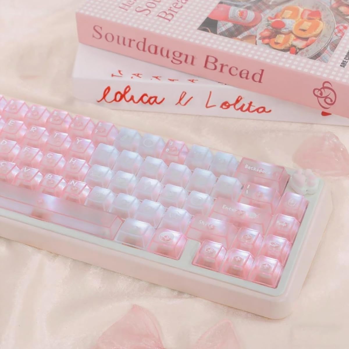 136 Keys Blue Clear Keycaps Cherry Profile Transparent Keycaps Set Fit for 61/64/87/104/108 Cherry Mx Switches Mechanical Keyboard