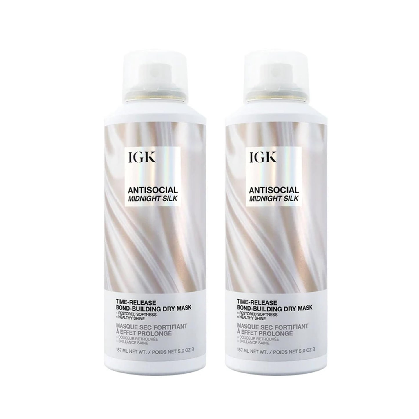 IGK Antisocial Dry Hair Mask | Leave-In Overnight Bond-Building Treatment for Dry Hair & Extensions | Hydrates, Repairs & Softens | 5oz (Pack of 2) New and Improved Scent