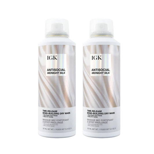 IGK Antisocial Dry Hair Mask | Leave-In Overnight Bond-Building Treatment for Dry Hair & Extensions | Hydrates, Repairs & Softens | 5oz (Pack of 2) New and Improved Scent