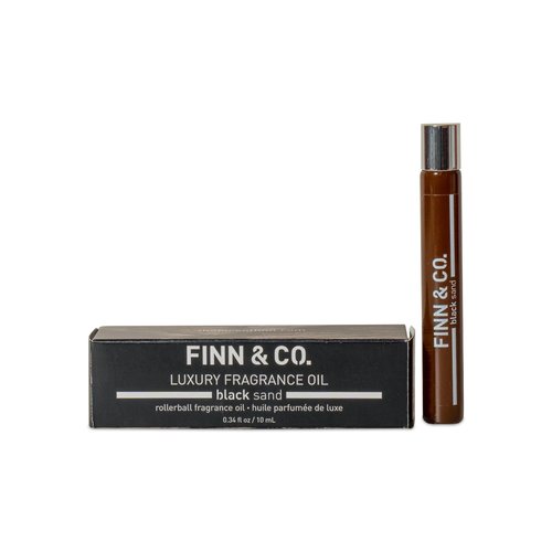 FINN & CO. Black Sand Rollerball Fragrance Oil - Long Lasting Unisex Scent with Beachy Notes - Compact & Spill Proof Rollerball Perfume - Travel Size Perfume for Women & Men | 0.34 oz