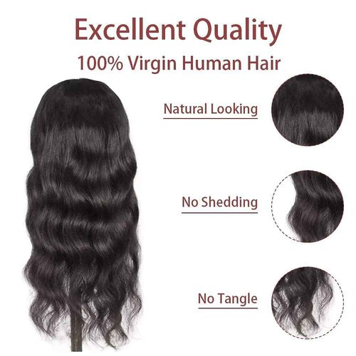feibin Headband Wig Human Hair Wigs for Black Women Human Hair Headband Wig Body Wave 26 Inch Wear and Go Wigs Glueless Human Hair Wig Machine Made None Lace Front Wig Natural Color 150% Density