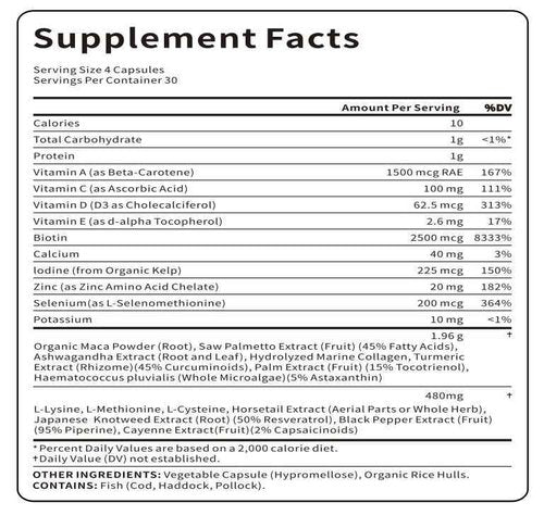 Advanced Hair Growth Supplement for Adults 30+ — Biotin, Collagen, Zinc & Essential Vitamins for Stronger, Fuller Hair