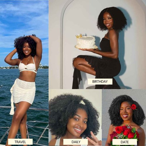 Beauhair Black Kinkycurly 4c Edge Wig Human Hair 4x4 HD Lace Afro kinky closure Wig for Balck Women Lace Pre Cut Glueless Wigs 210% Density 16 inch kinky natural wig