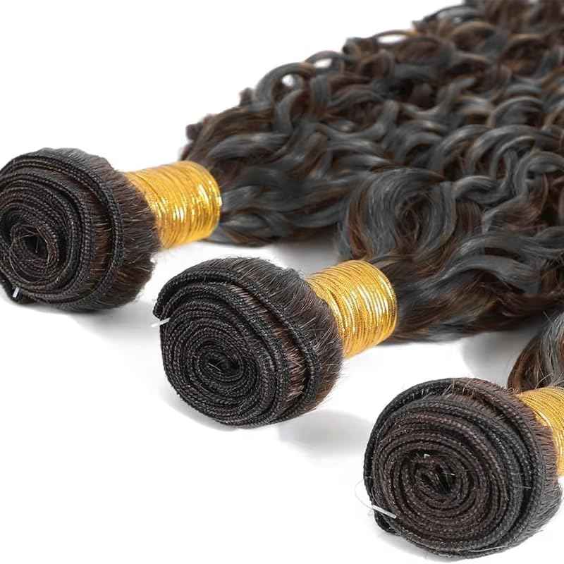 Giginger Bundles Human Hair P4/GREY 24 26 28 inch Deep Wave Human Hair Bundles Highlight Chocolate Grey Unprocessed Quick Weave Soft Sewn In Hair Extensions for Black Women