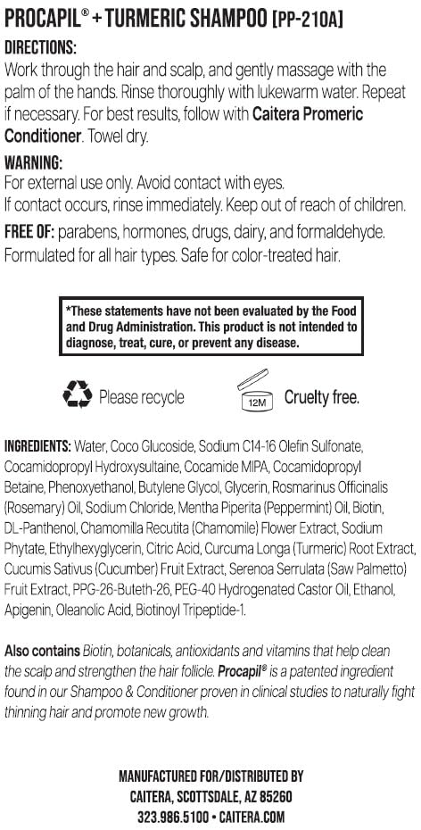 Promeric Shampoo & Conditioner Bundle for Thicker Hair | Turmeric + Biotin + Procapil + Rosemary and Peppermint Oils to Improve Thinning Hair