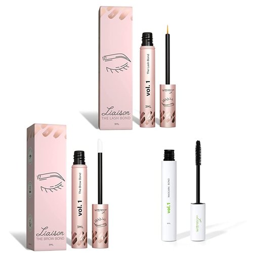 Liaison Brow & Lash Bundle – Mascara Bond (4ml) for Long, Volumized Lashes + Brow Root Activator Serum (3ml) for Thicker, Fuller Eyebrows – Vegan, Paraben-Free, Peptide-Infused Lash & Brow Growth Set