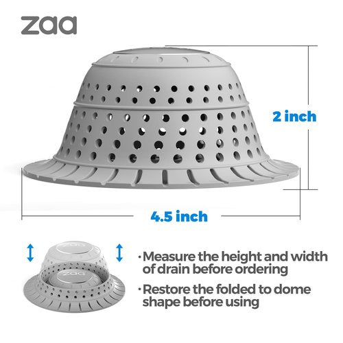 zaa Bathtub Drain Hair Catcher, Silicone Collapsible 3 Pack Drain Protector for Pop-Up and Regular Drains of Shower, Bathtub, Tub, Bathroom, Sink, Black Grey Blue