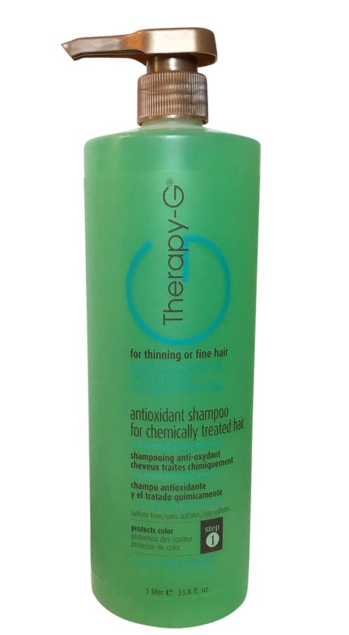 Therapy-G Antioxidant Shampoo For Chemically Treated Hair For thinning, fine hair and anti hair loss. Hair regrowth and color protector Liter 33.8 oz