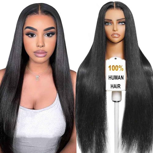 ALI PANDA [2-YEAR Life, 205g, 210% Density 6x4 Wear and Go Wig,100% Human Hair, Skinlike HD Glueless Closure Wigs Human Hair Pre Plucked Pre Cut, (0.1mm Ultra-Thin HD Lace), Middle Part 24 Inch