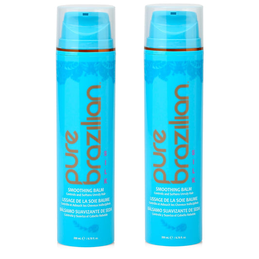 Pure Brazilian Silk Smoothing Balm with Keratin, Hydrolyzed Silk & Coconut Oil, Anti-Frizz, Nourishing & Strengthening, Salon-Quality Treatment, Pack of 2, 6.78 Oz
