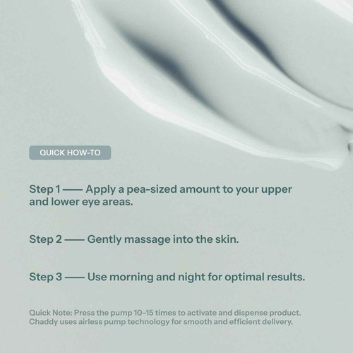 Chaddy Silky Eye Serum | Hydrating Under-Eye Cream for Dark Circles, Fine Lines, Wrinkles, Puffiness, and Bags – Fragrance-Free Formula with Caffeine, Niacinamide, Peptides, and Antioxidants – 15ml