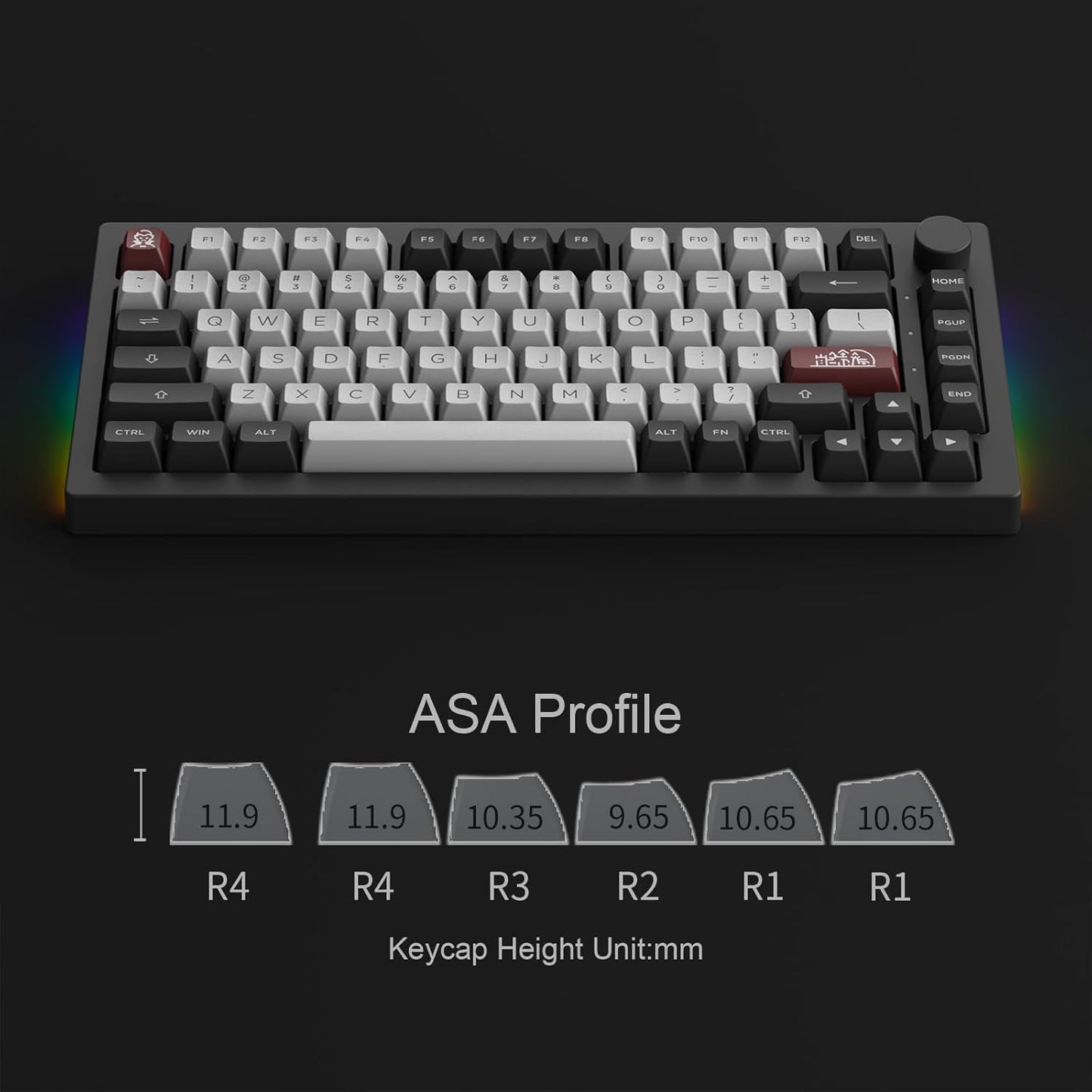 Akko 5075B Plus Mechanical Keyboard 75% Percent RGB Hot-swappable Creamy Keyboard with Knob, Black & Silver Theme with PBT Double Shot ASA Profile Keycaps V3 Creamy Yellow Pro Switch