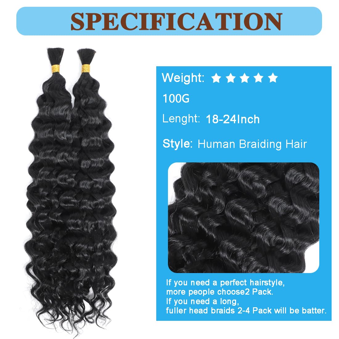 Human Braiding Hair for Boho Braids 22 Inch Italian Curly Bulk Human Hair 100% Unprocessed Brazilian Virgin Hair for Braiding Bohemian No Weft 2 Bundles/Pack Natural Color