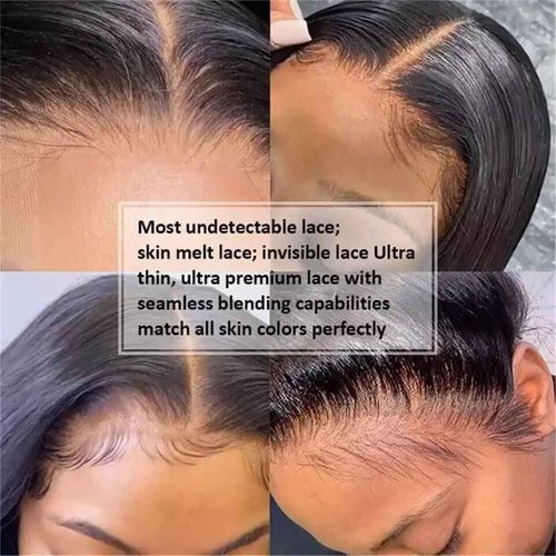 CHEETAHBEAUTY 13x6 Lace Front Wigs Human Hair 18Inch HD Transparent Lace Frontal Wigs 220% Density Brazilian Virgin Straight Human Hair Wigs for Women Pre Plucked with Baby Hair Natural Color