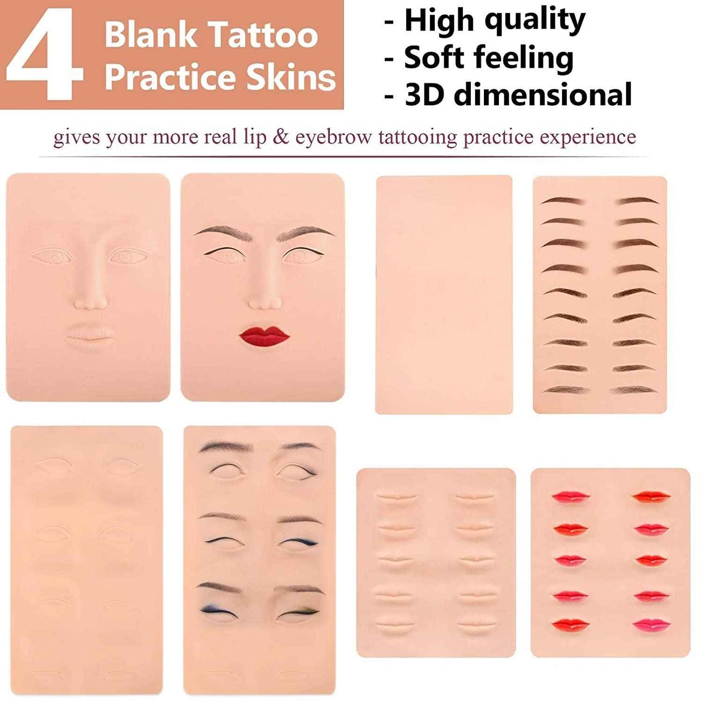 Microblading Supplies, Beauty Star Microblading Kit, Microblading Practice Skin with Microblading Pen, Eyebrow Tattoo Kit with Pigment Ink, Mannequin Head Set for Microblading and Makeup Practice