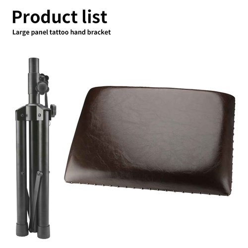 XL Tattoo Arm Rest Stand - Heavy Duty Steel - Portable Tattoo Armrest with Thick Soft Eco Leather Pad & Metal Base - Extra Wide and Long Pad - 180 Rotating Arm Rest