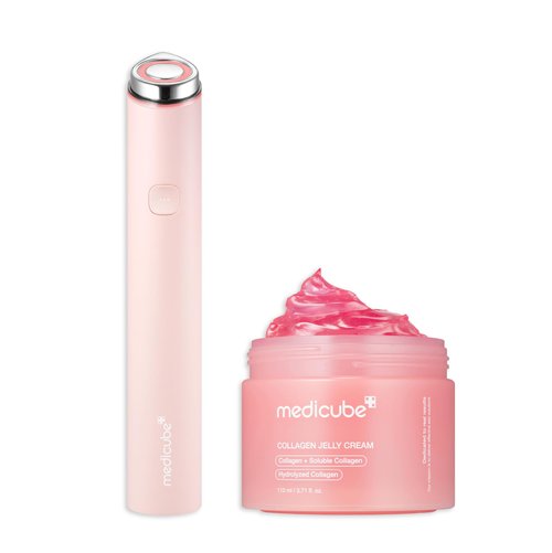 medicube Plump and Radiant Pink Duo: Mini Booster Pro Pink and Collagen Jelly Cream, 3.71 fl.oz. (110ml) | Holiday Stocking Stuffers, Stocking Stuffers for Women, Gifts for Her, Gifts for Women