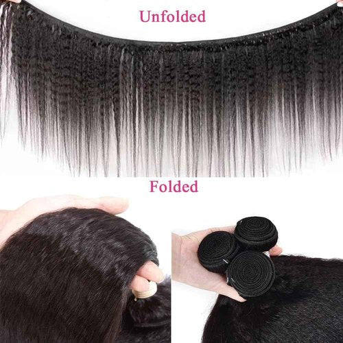 Yaki Straight Bundles Kinky Straight 14 16 18 20in 100% Unprocessed Brazilian Human Hair Weave Kinky straight Human Hair Bundles Natural Black