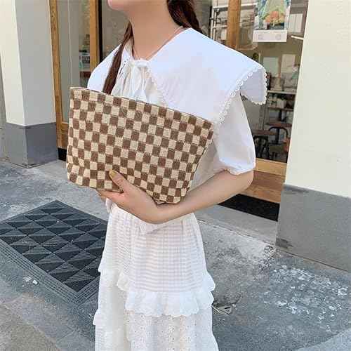 2 Pcs Small Makeup Bag, Checkered Cosmetic Bag and Makeup Brush Storage Bag Mini Makeup Pouch for Purse Cute Travel Cosmetic Bag Organizer Aesthetic Accessories Storage Bag Travel Essentials for Women