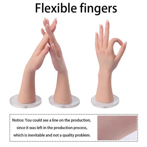BodhiTCM Realistic Life Size Silicone Female Hand Mannequin for Jewelry Display Nail Art Practice Photography Flexible Fingers Durable Lifelike Fake Hand Model (Pair Hand Without Skeleton, Brown)