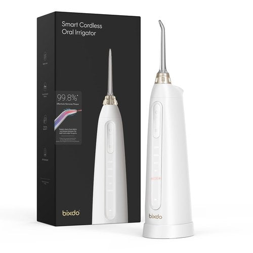 bixdo Cordless Water Dental Flosser for Teeth - 5 Modes with GUMCARE, Portable Travel Oral Irrigator for Teeth Cleaning Flossing and Gum Massage, 60 Days Long Battery Life and 360° Magnetic Nozzle