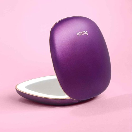 Fancii Compact Makeup Mirror with Natural LED Lights, 1x/ 10x Magnifying - Rechargeable, Portable, Lighted 4” Hand Mirror for Travel and Purses, Mila (Berry Crush)