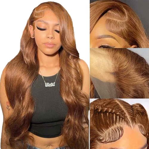 Luxvogue Chocolate Curly 14 Inch Human Hair Wig Lace Frontal T Body Wave Human Hair Wig Pre Plucked Pre Cut Lace Frontal Closure Glueless Wigs Elastic Band 200% Density