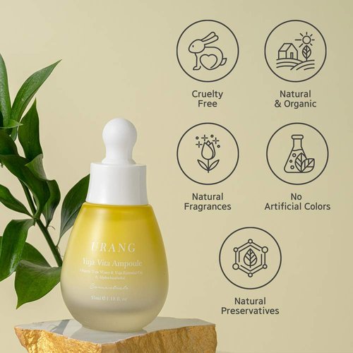 URANG Yuja Vita Ampoule | Organic Certified | Contains Organic Yuja Water, Yuja Essential Oil, & Alpha-Bisabolol | Supports Tone Up & Blemish Minimizing Treatment | 1.18 Fl oz