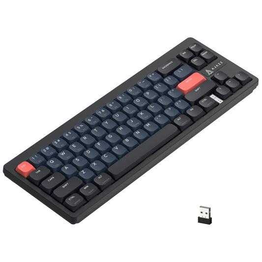 A.JAZZ AKL680 65% Low Profile Wireless Mechanical Keyboard, BT/2.4Ghz Dual Mode 68 Keys Gaming Keyboard with Ultra-Thin Red Switches for PC/Laptop/Windows/Mac(Black/Blue)