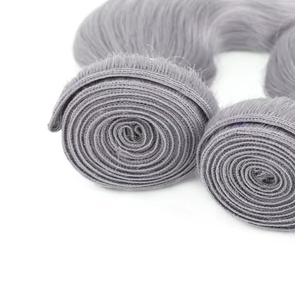 Giginger Sliver Grey Human Hair Bundles 16 18 20 inch Body Wave Human Hair Bundles Highlight Sliver Grey 100% Unprocessed Raw Quick Weave Hair for Black Women