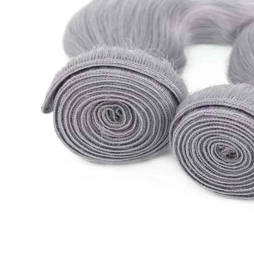 Cklikeb Human Hair Bundles Grey Color Body Wave Bundles Human Hair Unprocessed Brazilian Virgin 3 Bundles Quick Weave Human Hair Extensions (Grey Body Wave, 26 28 30)