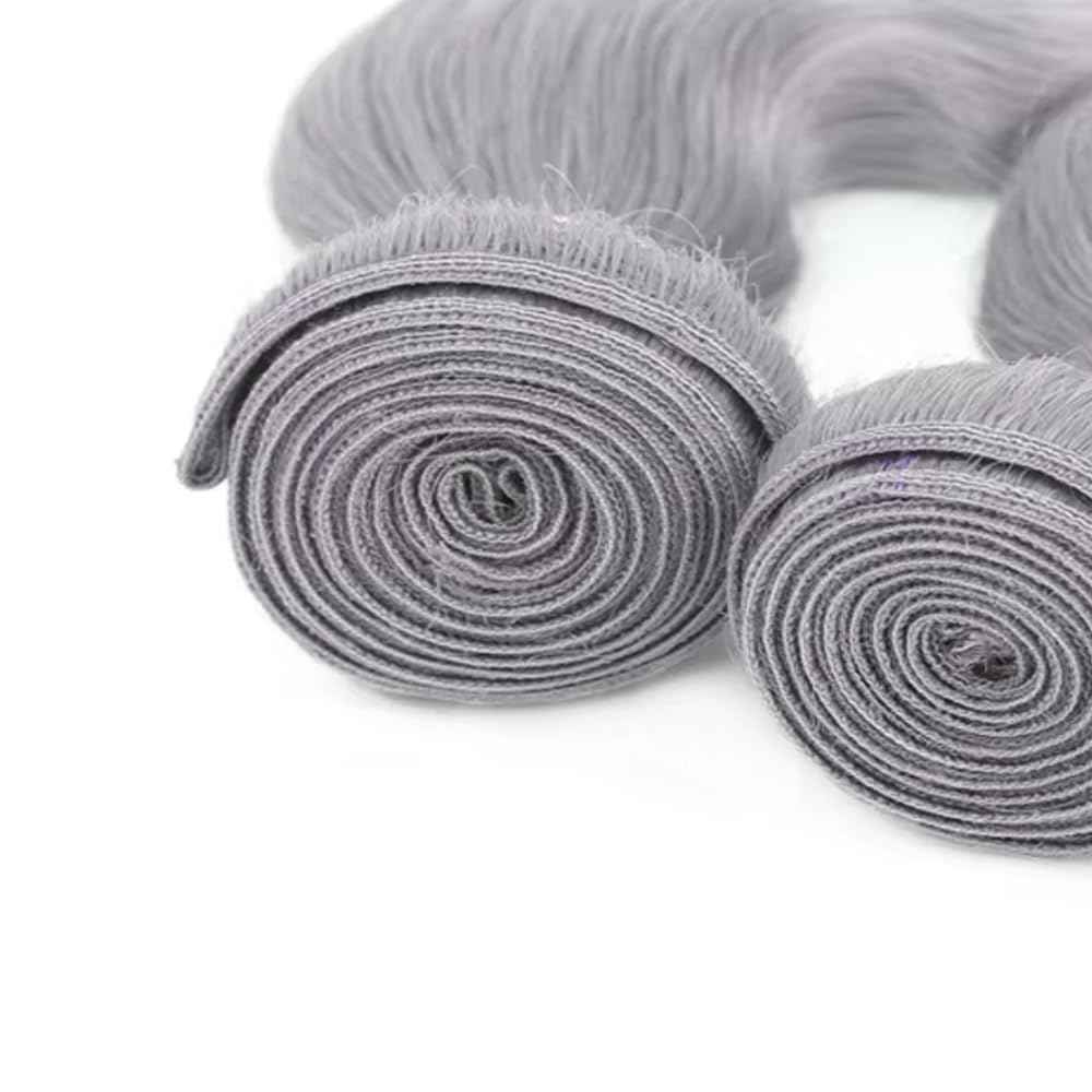 Giginger Sliver Grey Human Hair Bundles 20 22 24 inch Body Wave Human Hair Bundles Sliver Grey 100% Unprocessed Raw Quick Weave Hair for Black Women