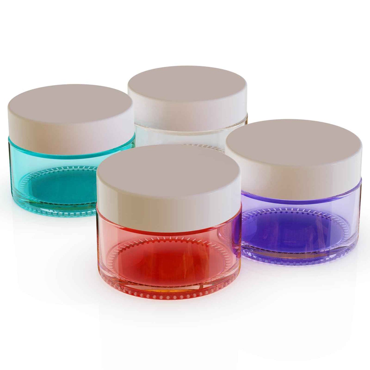 48Pack 1 oz, Small Colored Glass Cosmetic Candle Jars with White Lids, Empty Refillable Travel Container For Cream,Lotions, Powders,Salves,Slime Storage,With Lables And Inner Liners (48, mixed)