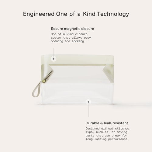 Cadence Parcel - Clear Kit with Magnetic Closure - Durable and Leak-Resistant Travel Toiletry Kit - TSA-Compliant & Modular Design - Hygiene Bag for Travel Essentials - 1 Qt - Pebble