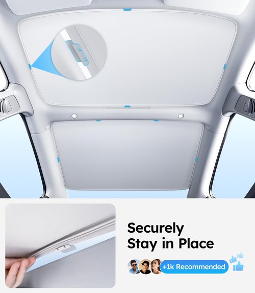 Wigoo Tesla Model 3 Sunshade Roof [Never Sag, Nano Ice-Crystal Coatings] 3-Gen Heat Insulation Glass Roof Sun Shade, Accessories for Tesla Model 3 2020~2026 Highland, Interior Gray