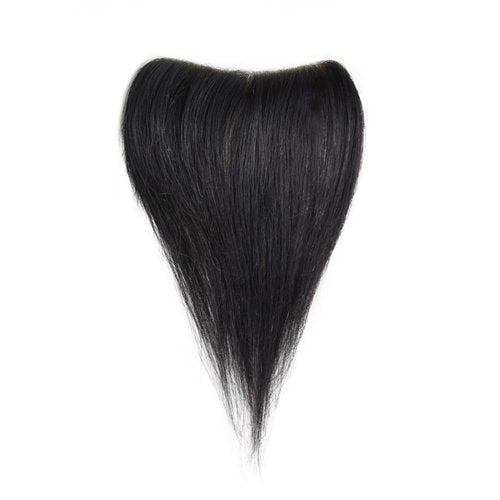 Maweilar Frontal Hairpiece for Women, 0.78"x6.3", 10", Natural Black Hair Extension Hairline Loss Straight Tape in Human Hair Toppers Replacement Toupee (Natural Black, 0.78"x6.3", 10")