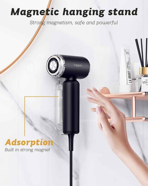 Lightweight Mini Hair Dryer,Professional High-Speed Brushless Motor Ionic Blow Dryer for Fast Drying, Magnetic Wall Mounted Diffuser Concentrator, Quiet Small Hairdryer