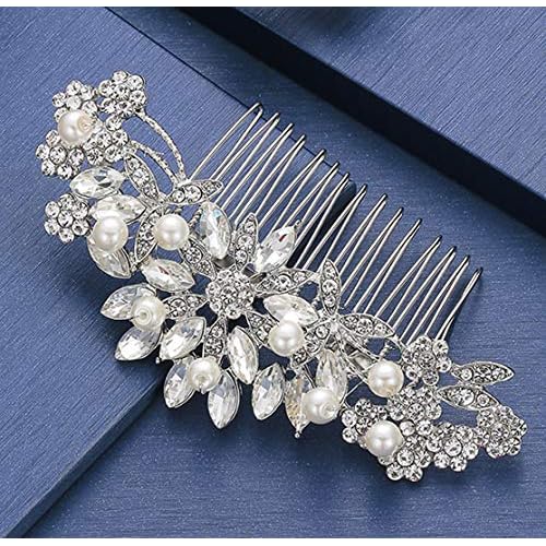 Crystal Wedding Hair Comb Bridal Hair Comb Pearl Wedding Headpiece Silver Hair Accessories