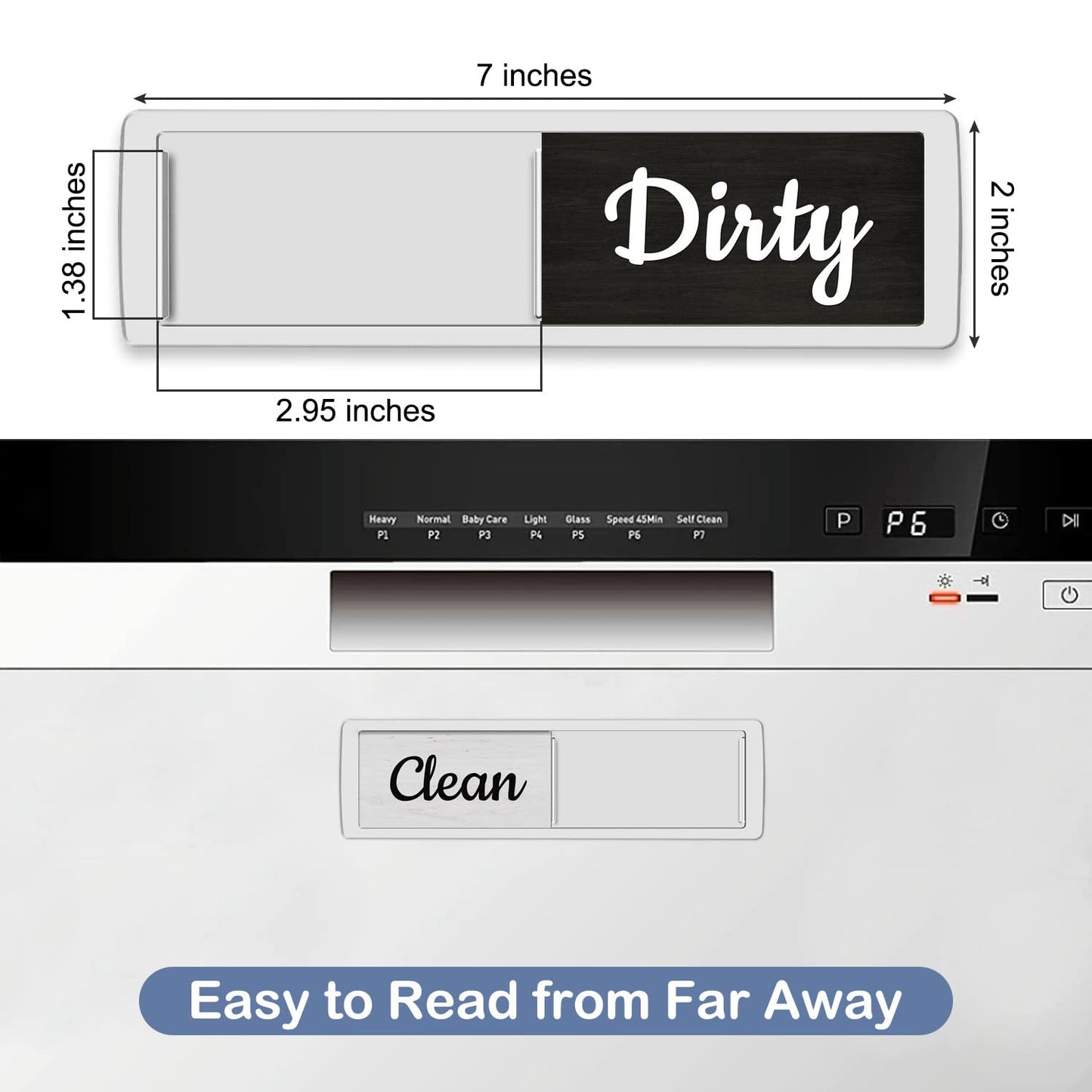 Oxepleus Dishwasher Magnet Clean Dirty Sign, Farmhouse Rustic Wood Design Black and White Non-Scratch/Easy to Read & Slide/Strong Magnetism Kitchen Storage and Decoration Accessories (A-Silver)