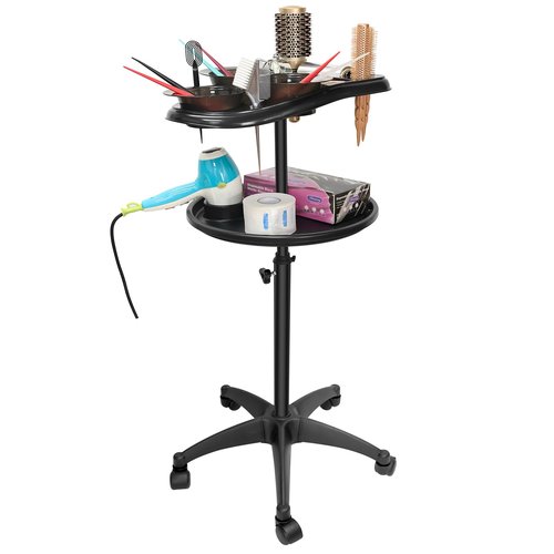 Salon Tray on Wheels, Professional Hair Dyeing Stations with 3 Bowls, Barber Hairstylist and Coloring Rolling Carts, Hairdressers Tools Double Tray for Salon Home Use