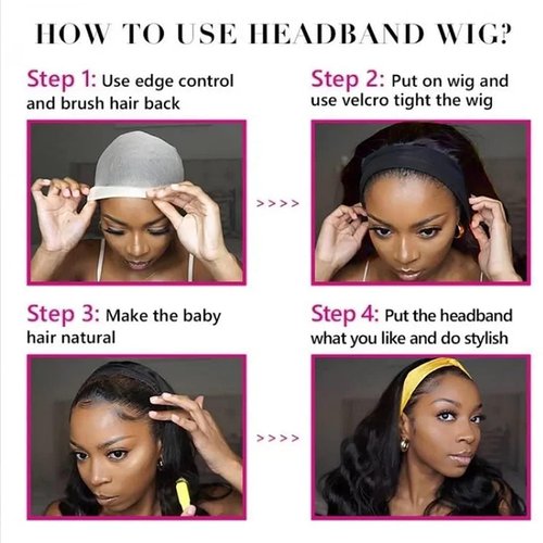 YIROO Headband Human Hair Wig Ombre Brown Yaki Straight Glueless Put on and Go Wigs with Dark Roots Drawstring Chestnut Brown 12A Highlight No Lace No Glue 30S Ready to Wear Headband Wigs 18Inch