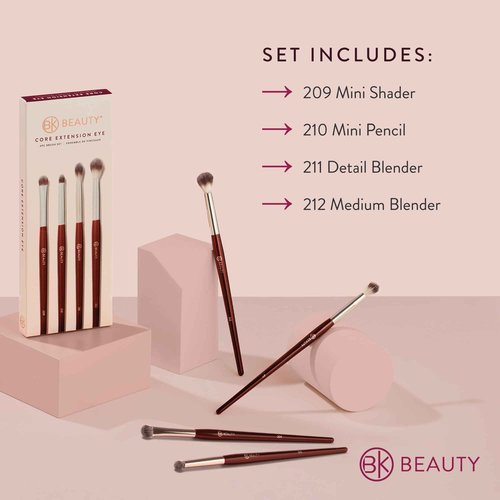 BK BEAUTY - CORE LINE EXTENSION EYE SET (4PC) - Professional Eyeshadow Brush Set for Precise Makeup Placement & Blending | Premium Eye Makeup Brushes for Flawless Application