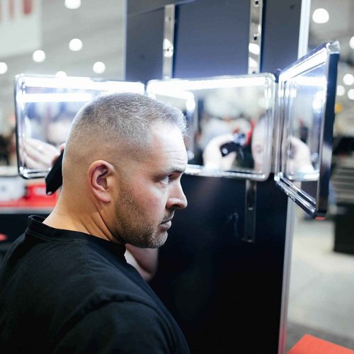 Self-Cut System LED 3 Way Mirror for Self Hair Cutting, Trifold Barber Mirror with Height Adjustable Hooks, 360 View, Includes Free Educational Mobile App (Heaven Lights)