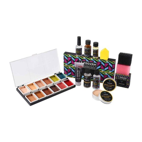 T TOGUSH Halloween Makeup Special Effects SFX Makeup Kit 12 Colors FX Palette Face Body Painting with Fake Blood,Scar Wax,Spirit Gum,Castor Sealerm,Extension Oil,for Clown makeup,Zombie