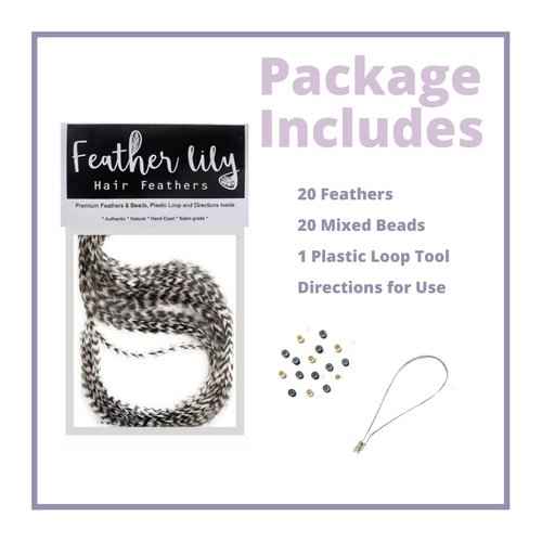 Feather Hair Extensions Bundle of 40 hair feathers in turquoise, pink, purple, and natural colors plus loop tool and beads Brand: Feather Lily