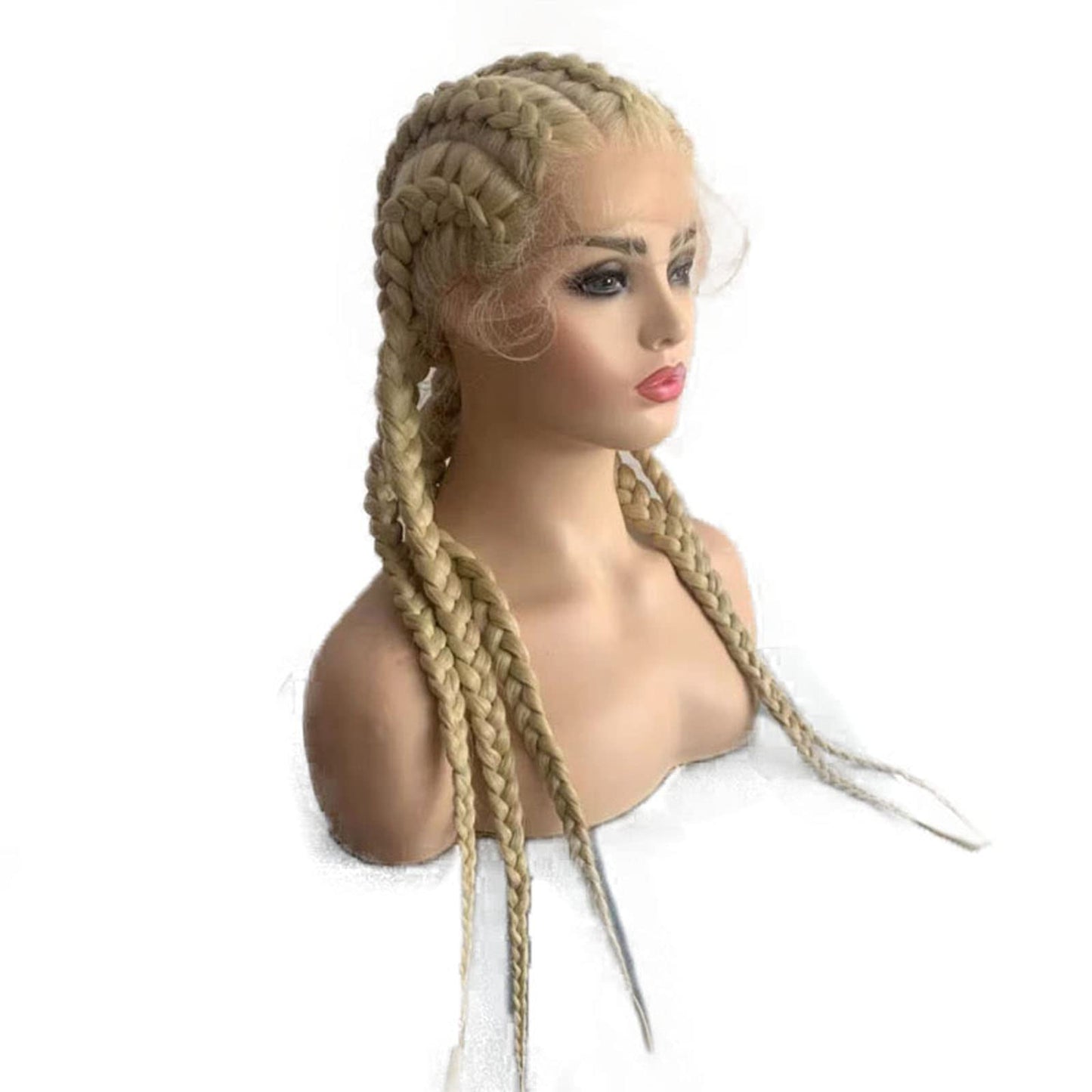 karissa Hair Blonde Braided Wig for Women Long 613 Blonde Box Braid Wigs with Baby Hair Natural Hairline Synthetic Lace Front Twist Braids Wig Frontal Braiding Glueless Heat Resistant Hair 24''