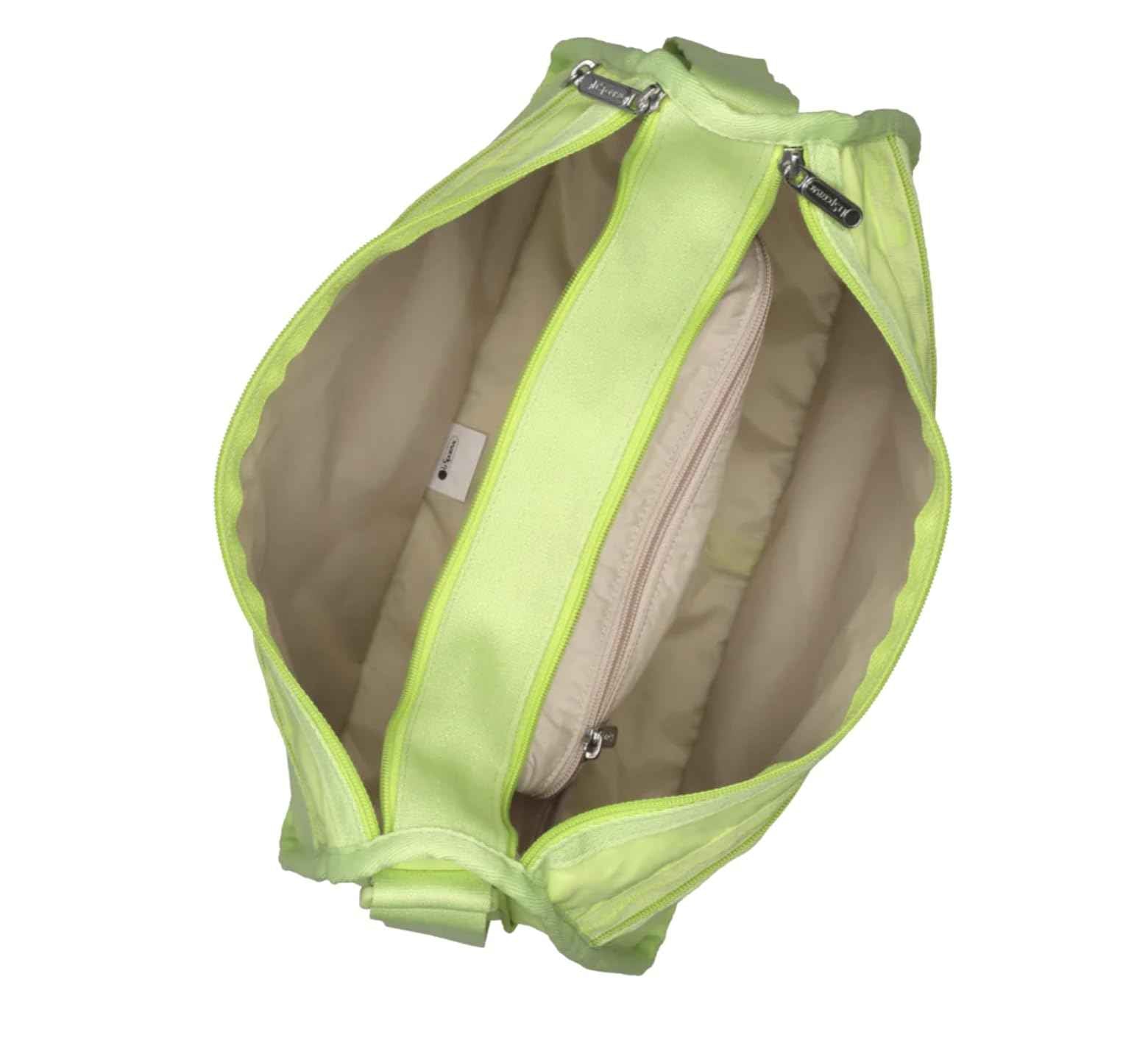 LeSportsac Lime Deluxe Everyday Crossbody Bag + Cosmetic Bag, Style 7507/Color R136, Uplifting & Vibrant Zingy Lime Hue, Fashion Trending Zesty New Neutral Evokes Strength, Positivity & Renewal