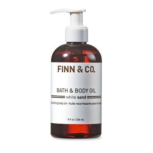 FINN & CO. White Sand Bath & Body Oil - Lightweight & Moisturizing Formula with Jojoba & Apricot Oils - Fast Absorbing, Paraben Free, Cruelty Free - Beach Inspired Fragrance | 8 oz