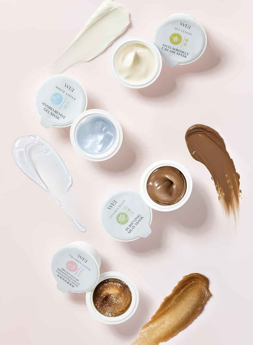 WEI Beauty Two-in-One Purifying and Glow Mask Collection | 4 golden root mask pods, 4 brown sugar pods