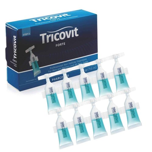 Tricovit Forte Hair Loss Treatment - Hair Growth Products for Women & Men Developed by Dermatologists - DHT Blocker & Sebum Regulator for Strengthening Follicles & Balancing Scalp (10 Ampoules)